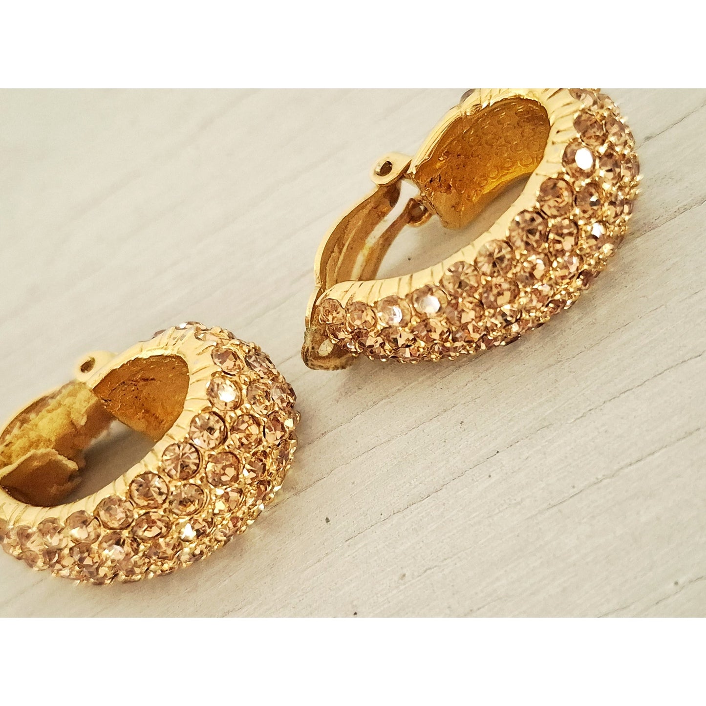 Vintage Signed Ciner Gold-Tone Rhinestone Pave Clip-on Earrings