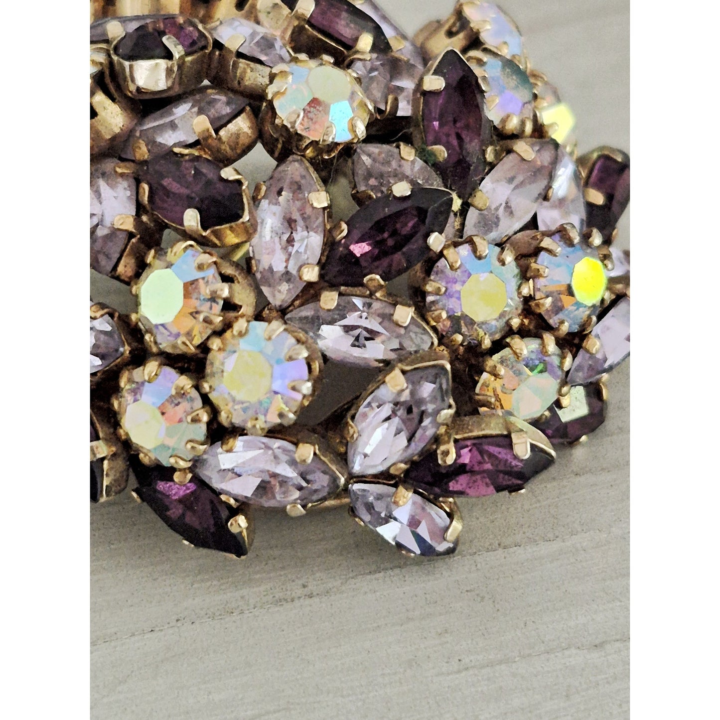 Vintage MCM Schoffel & Co., Austria Signed Purple Dome Brooch