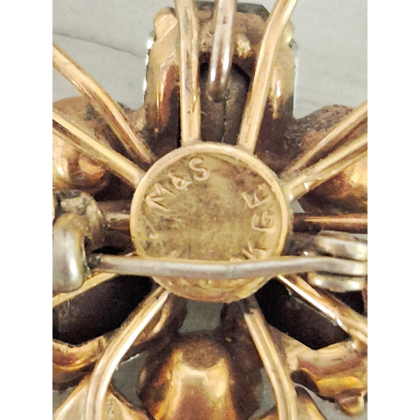 Vintage Marks & Spencer Gold-fill Dangle Rhinestone Brooch