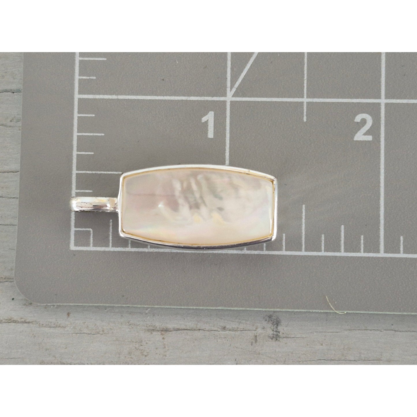 Sterling Silver Mother of Pearl Rectangle Scroll Pendant