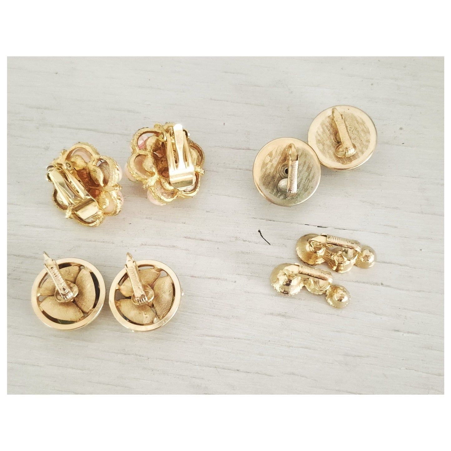 Vintage Lot of 4 Mid-Century Clip-on Earrings