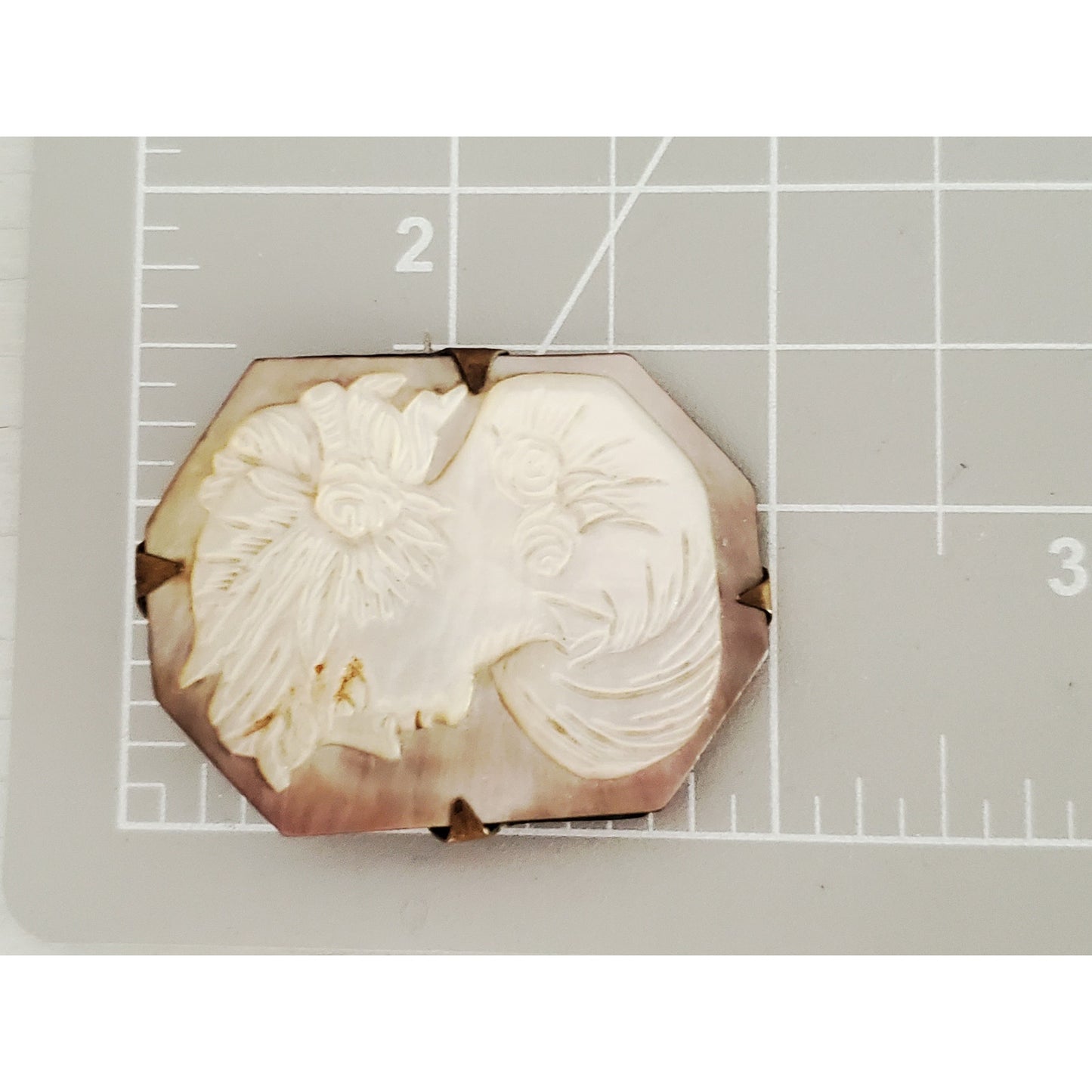 Vintage Antique Mother of Pearl Victorian Cameo C-Clasp Brooch