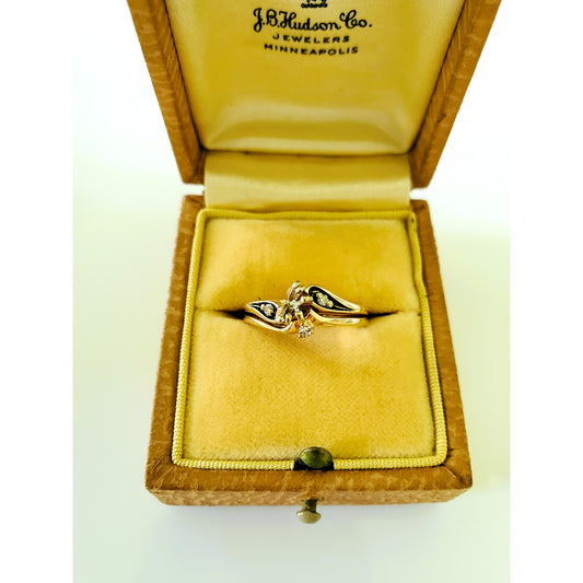 Vintage 14K Gold Black Enamel Diamond Ring Setting