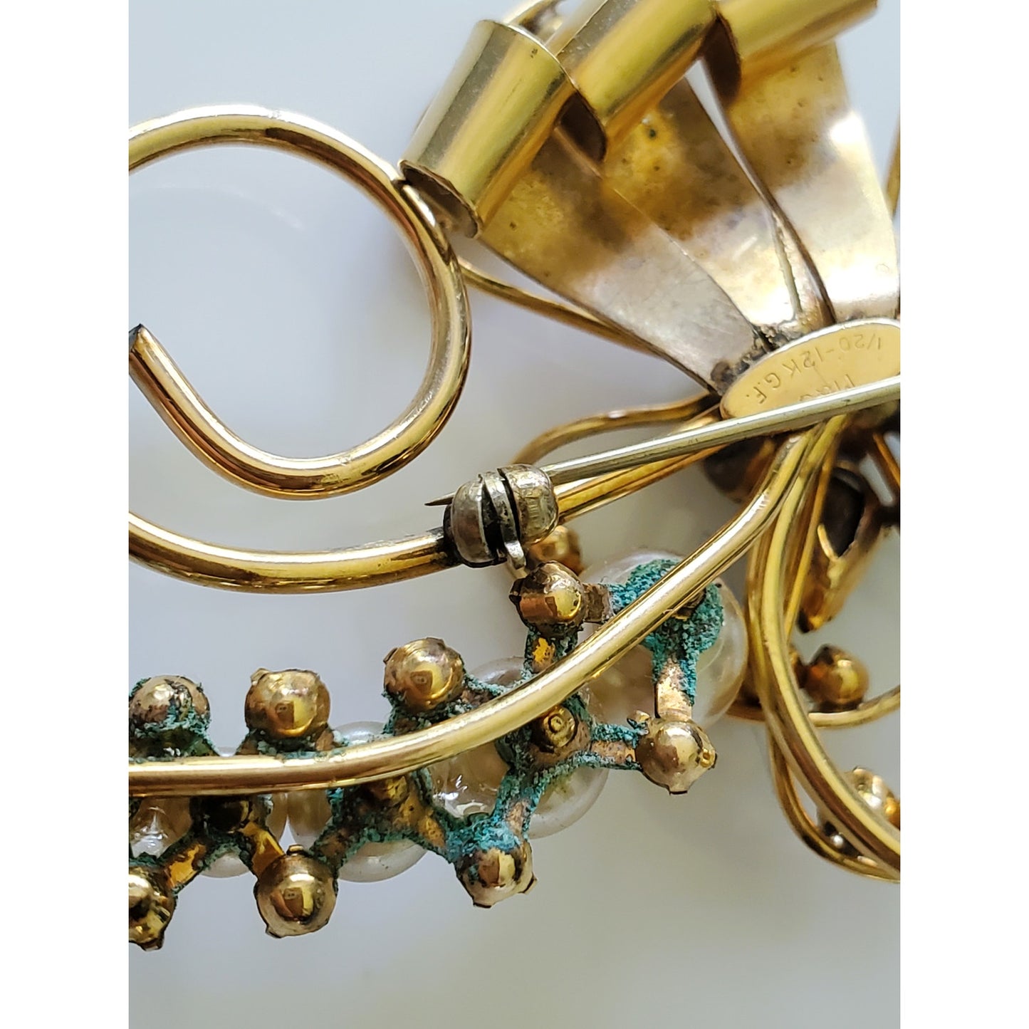 Vintage Gold Fill White Rhinestone Cocktail Set of Earrings and Brooch