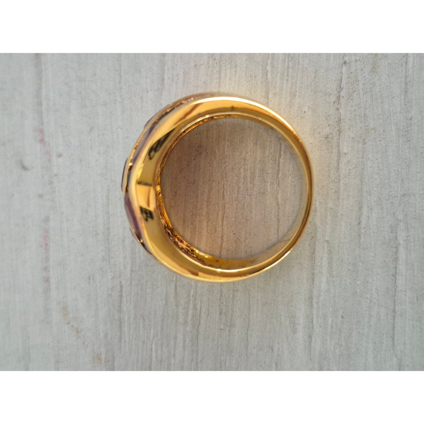 Vintage Gold-tone Red and Blue Stone Dome Ring