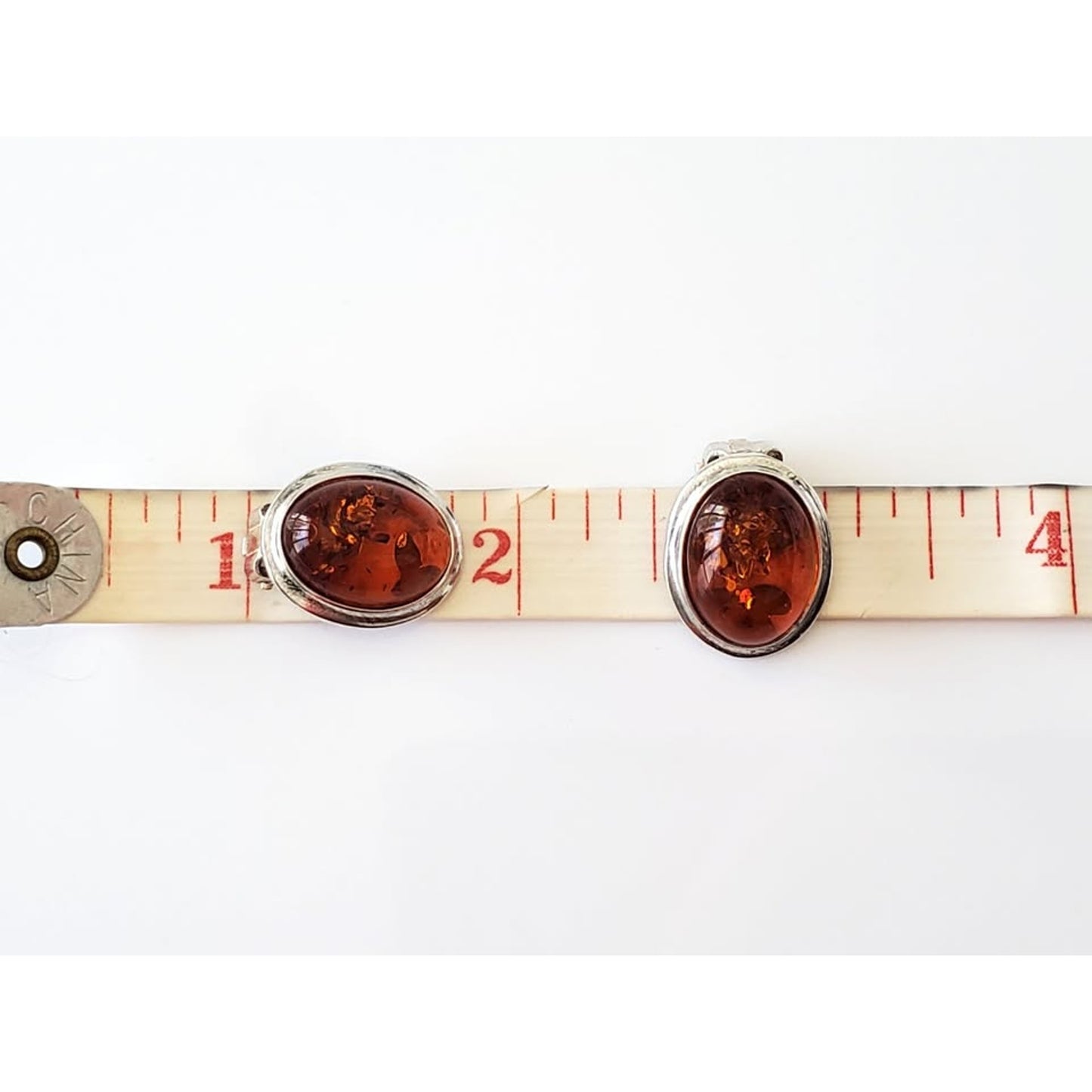 Vintage Amber Baltic Clip-on Sterling Silver Earrings