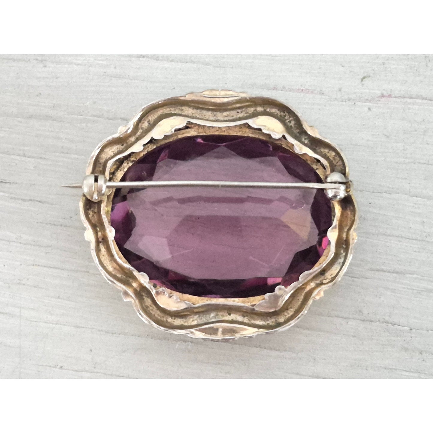 Vintage Victorian Large Amethyst Oval Brooch