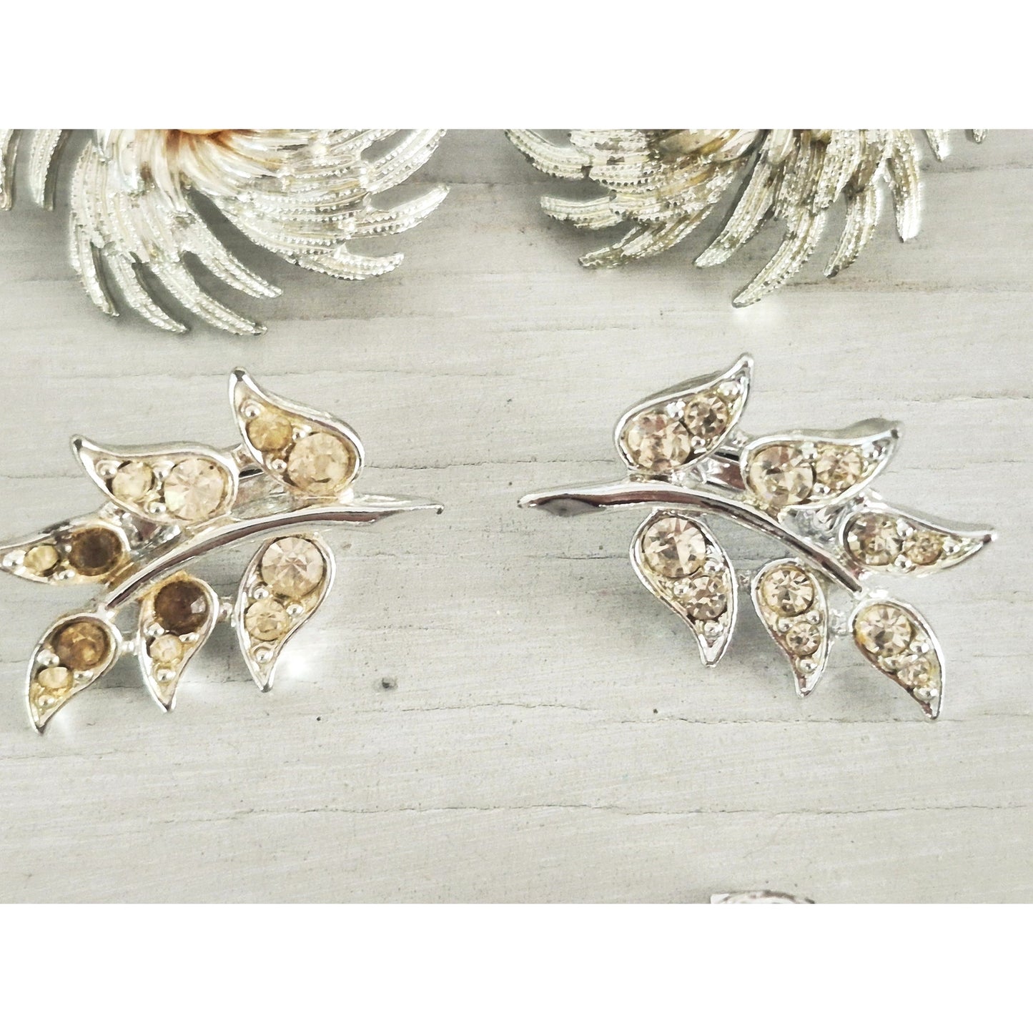 Vintage MCM Silver-tone Clip On Earring Lot of 3