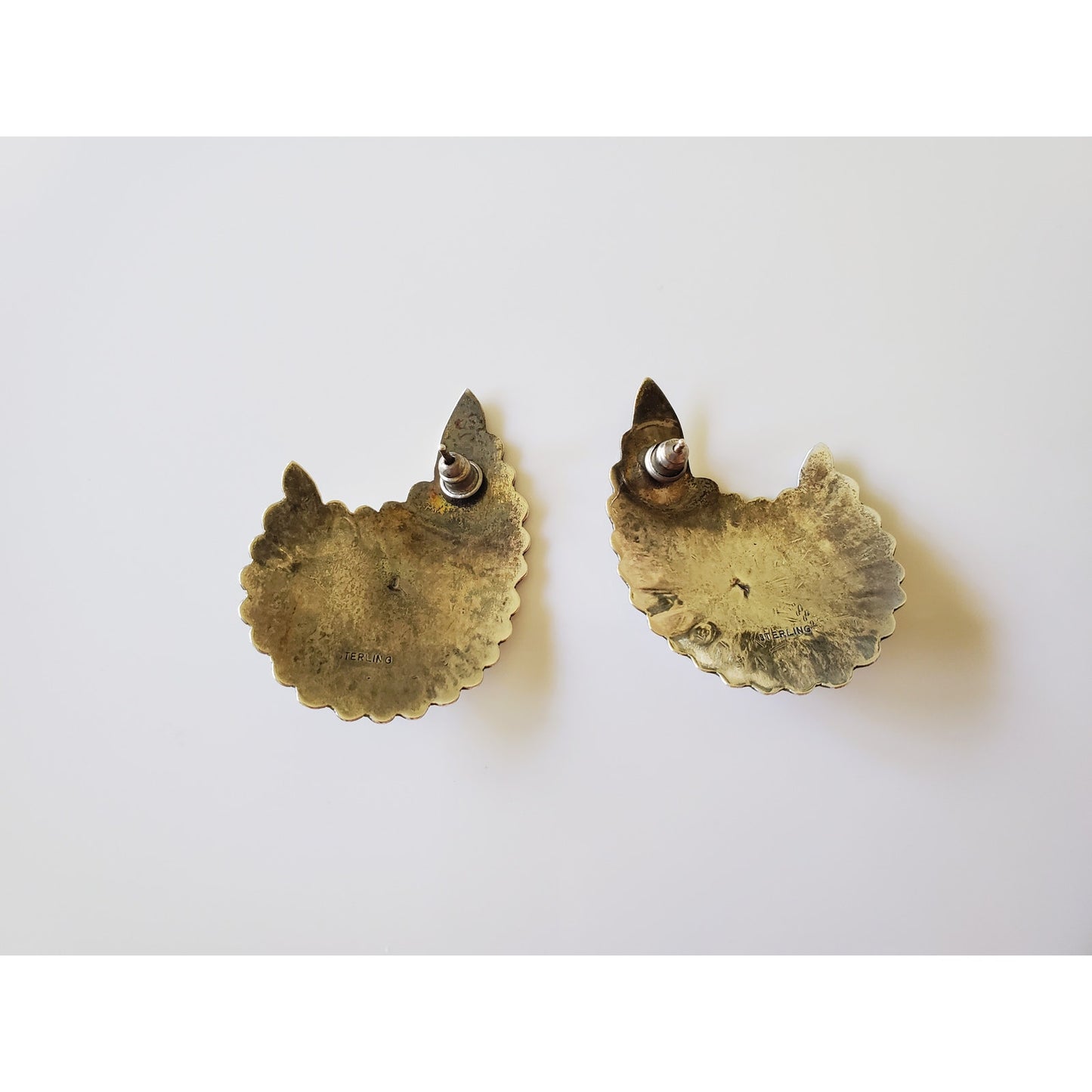 Vintage Navajo Moon Sterling Silver Earrings