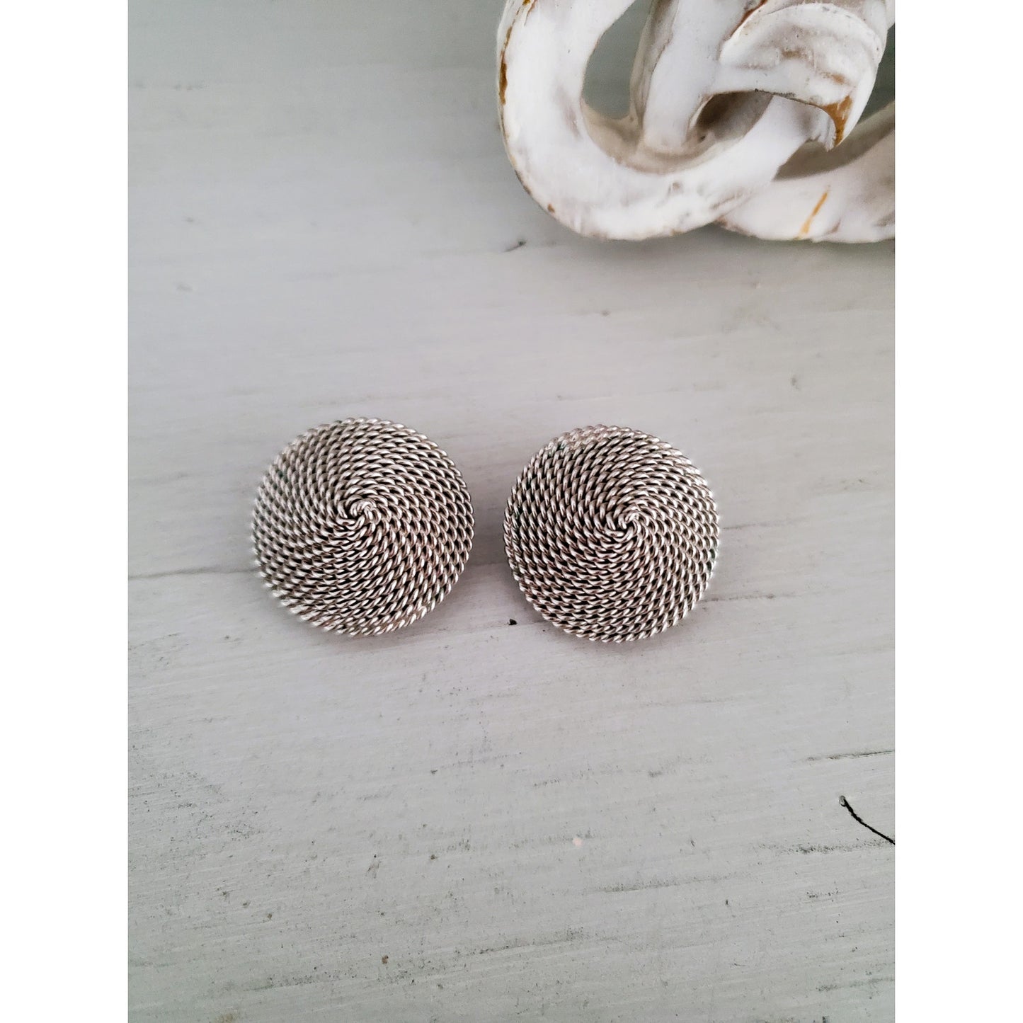 Vintage 1950s Napier Dome Rope Clip On Earrings