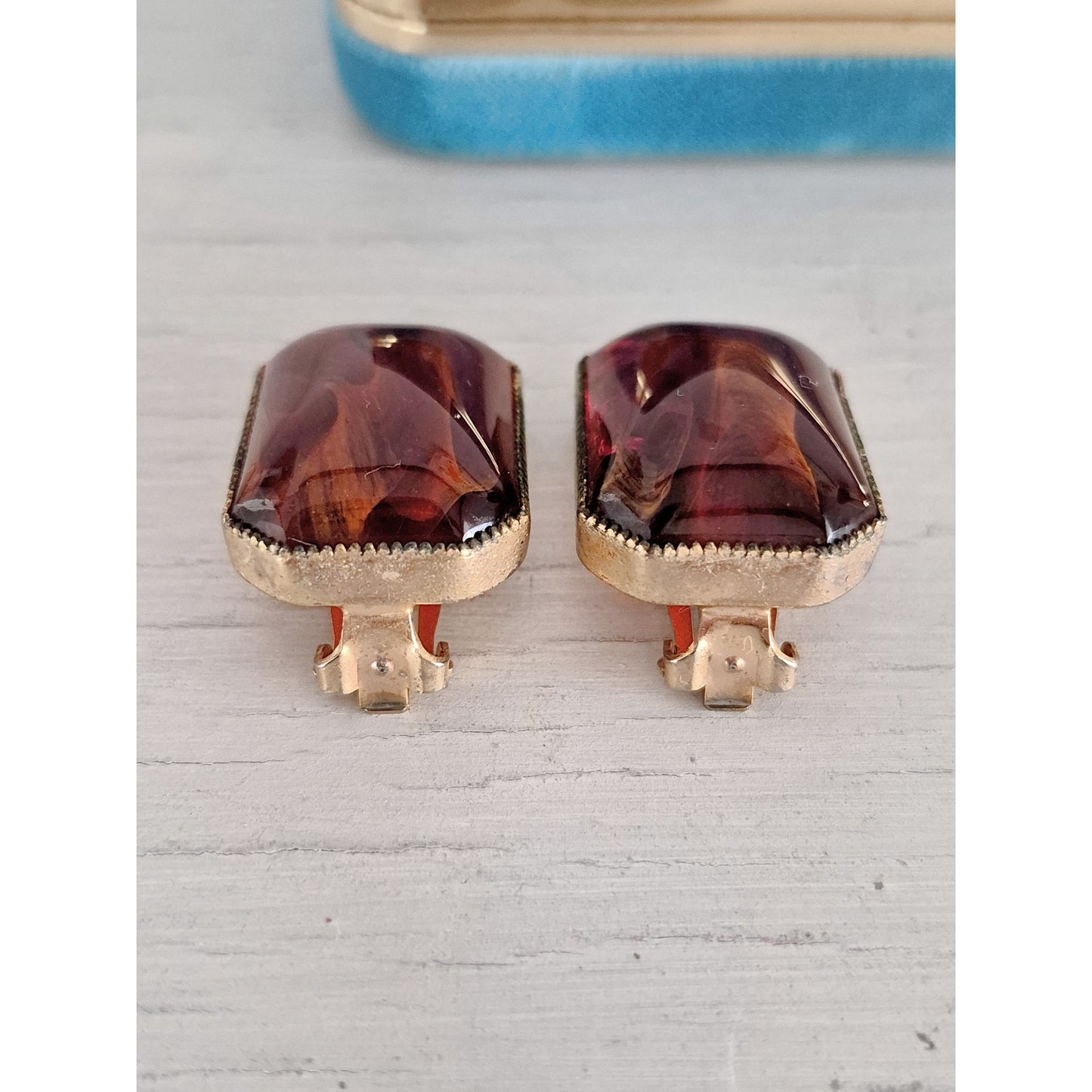 Vintage Hattie Carnegie Signed Carnelian Cabochon Earrings