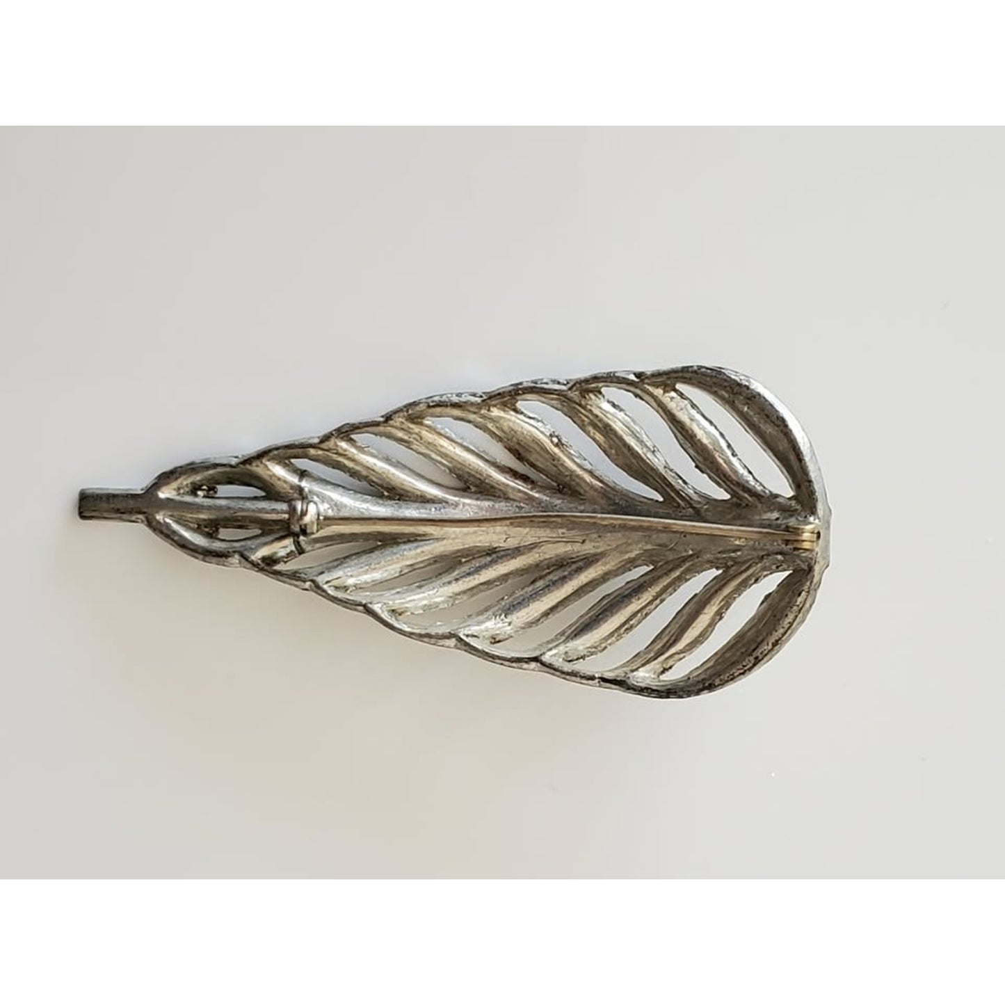 Vintage Art Deco Large Rhinestone Feather Brooch