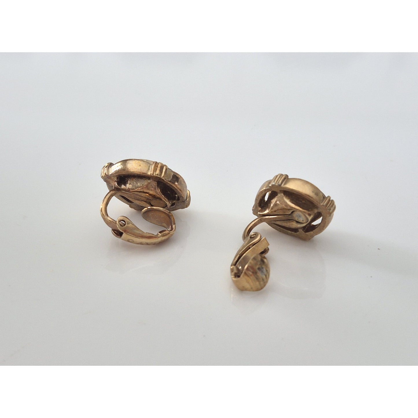 Vintage Gold-tone Avon Faux Topaz Earrings and Leaf Bracelet