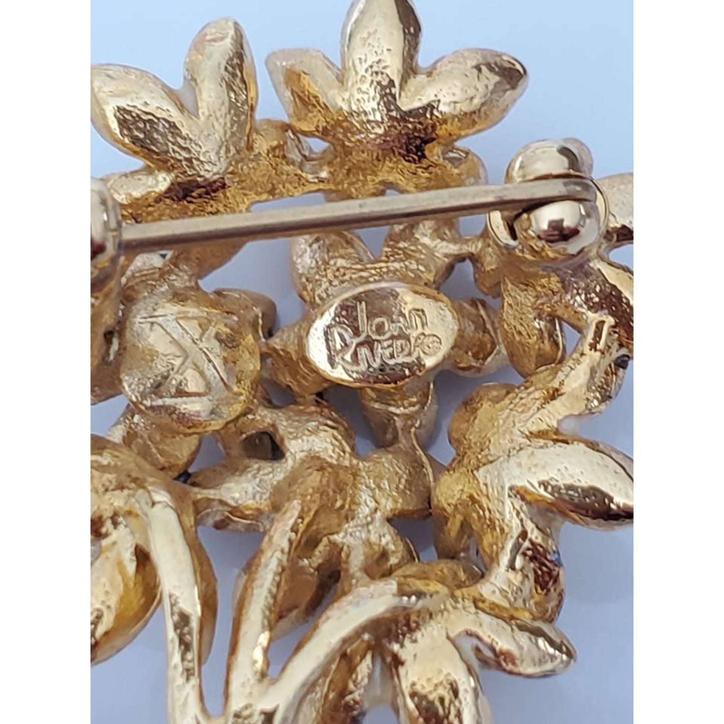 Vintage Joan Rivers Blue Floral Bouquet Pin Brooch