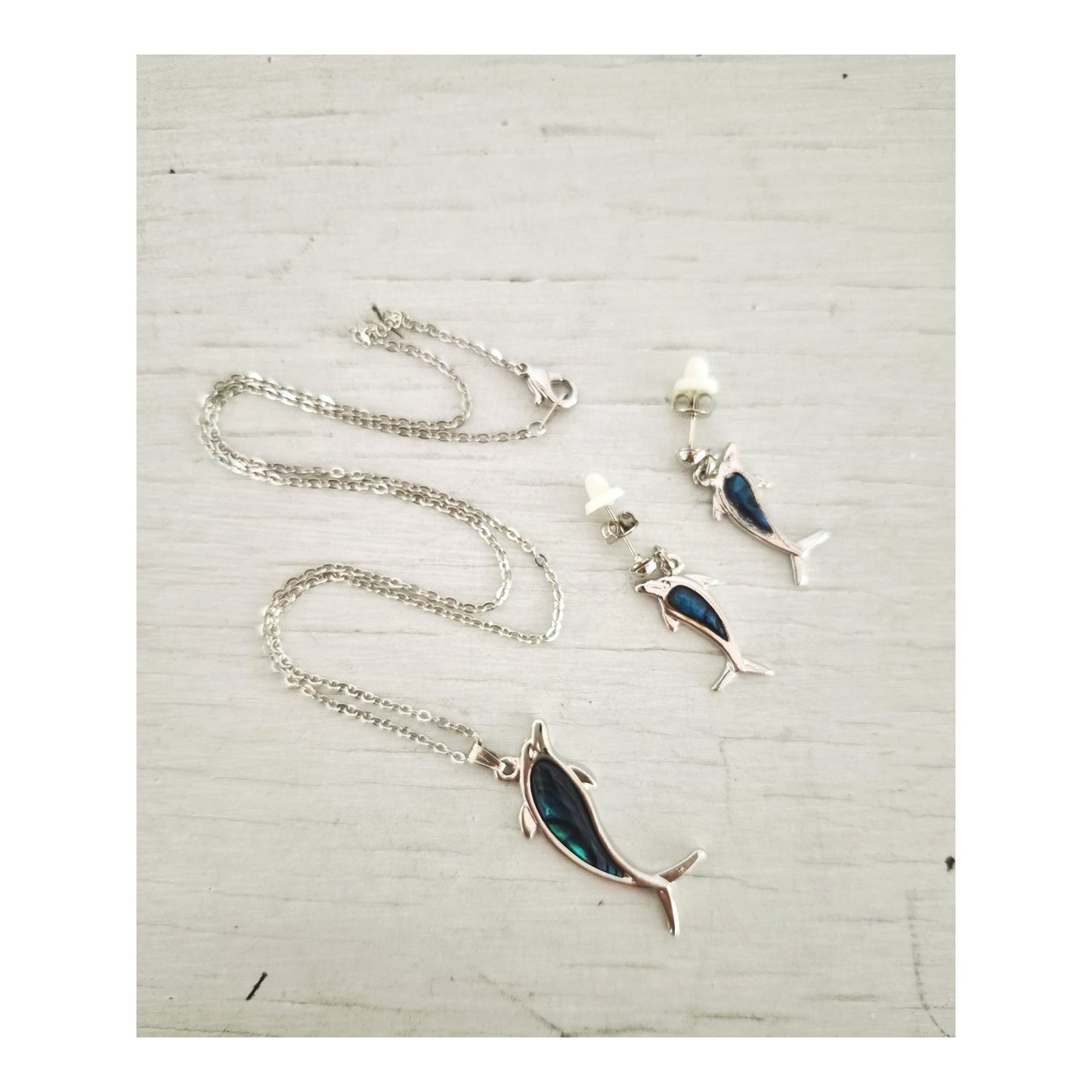 Vintage Dolphin Necklace and Earring Set