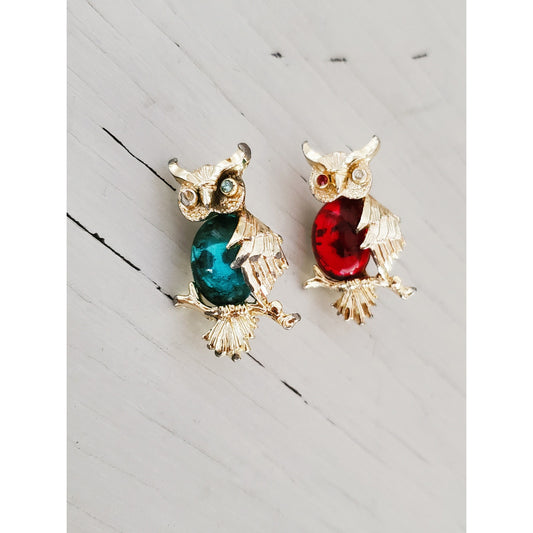 Vintage Gerry's Matching Owl Brooches