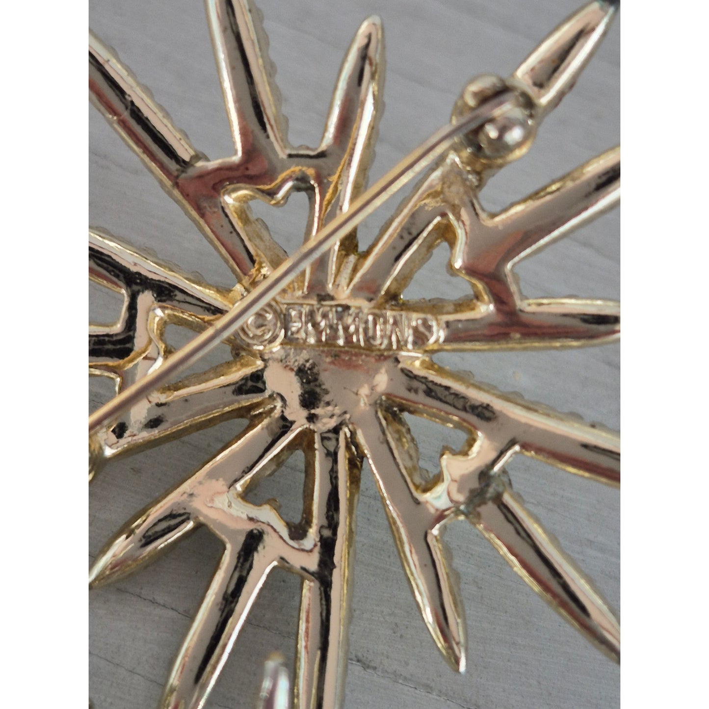 Vintage Star Burst Faux Pearl and AB Stone Brooch and Earring Set