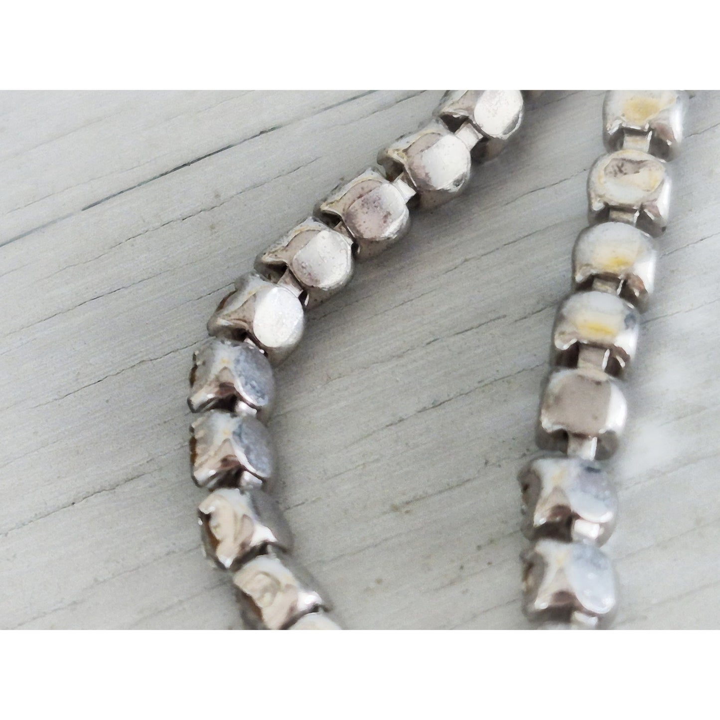Vintage Art Deco Sterling Silver Crystal Rhinestone Choker Necklace