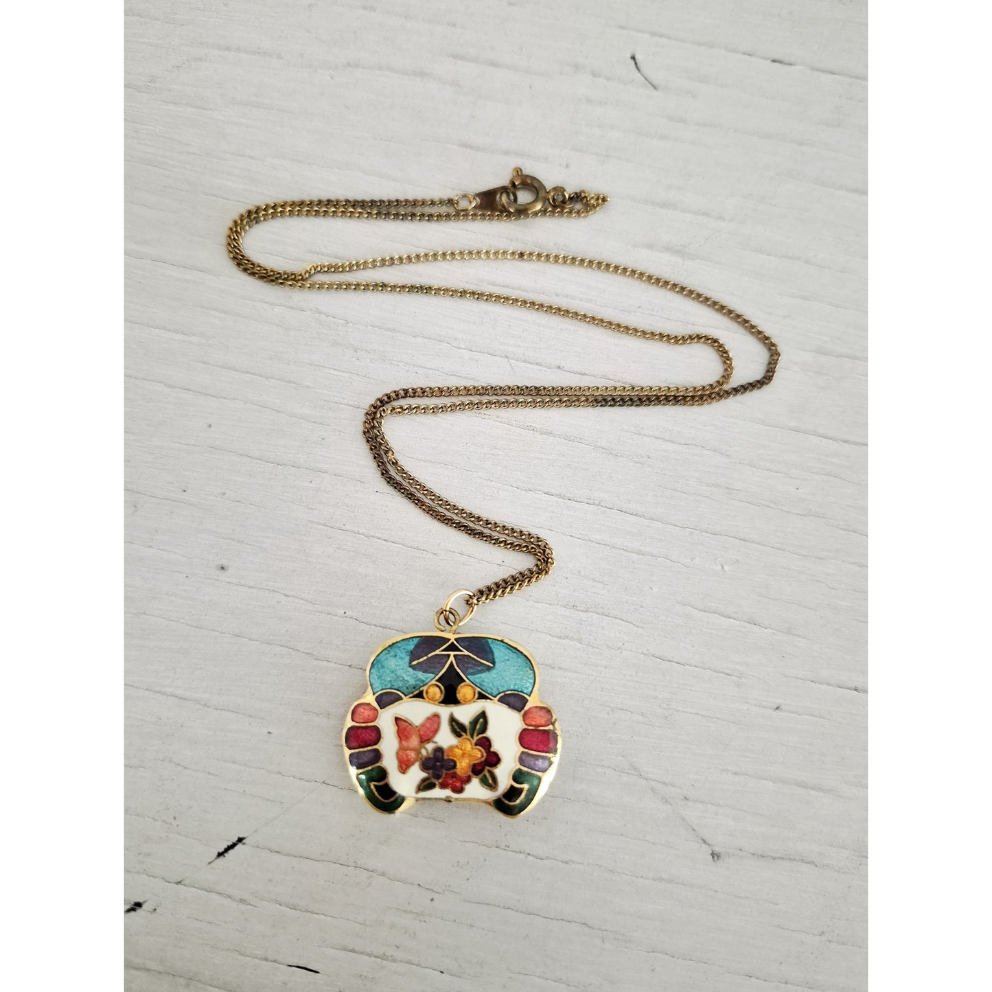 Vintage Cloisonne Floral Necklace