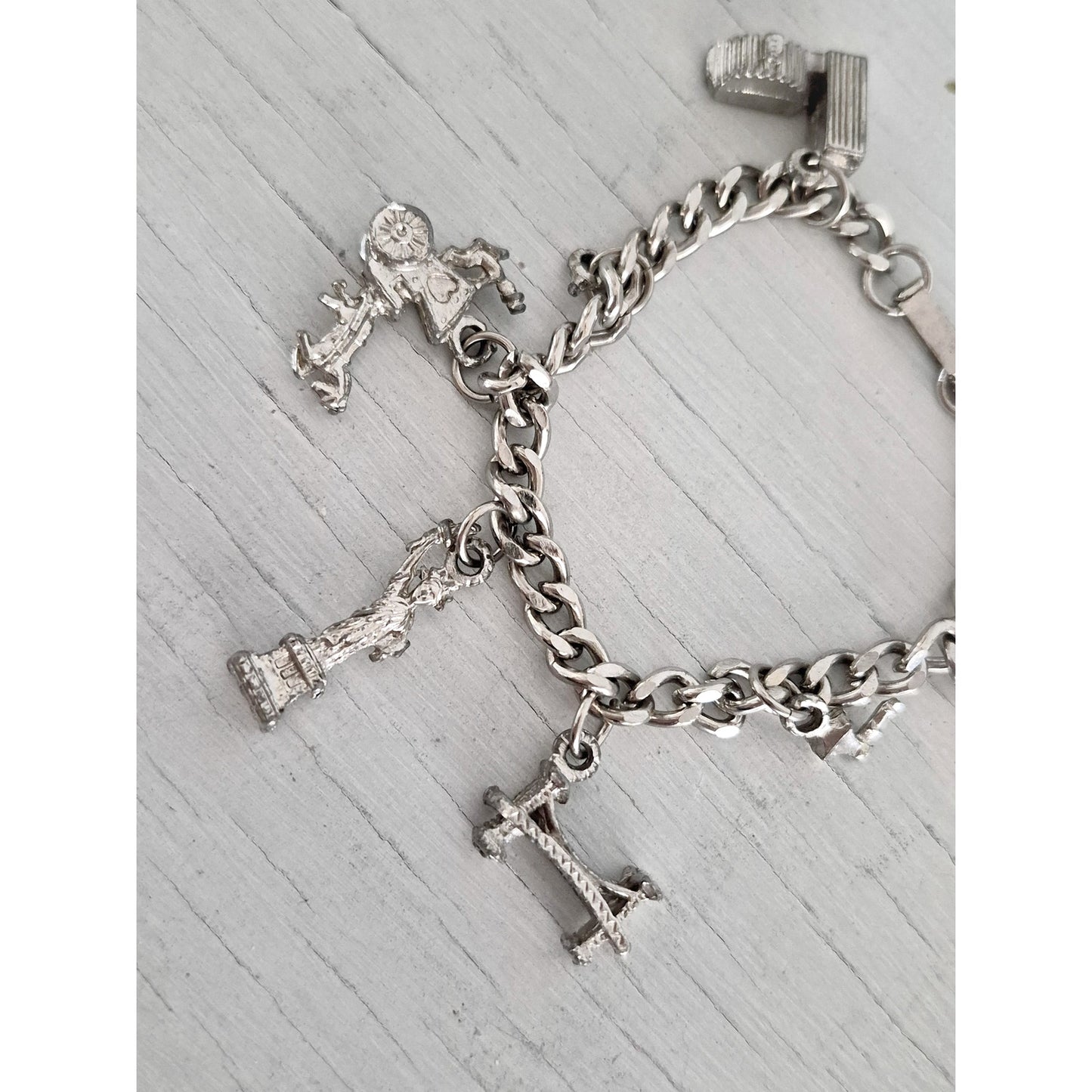 Vintage Lot of 2 Silver-tone Charm Bracelets