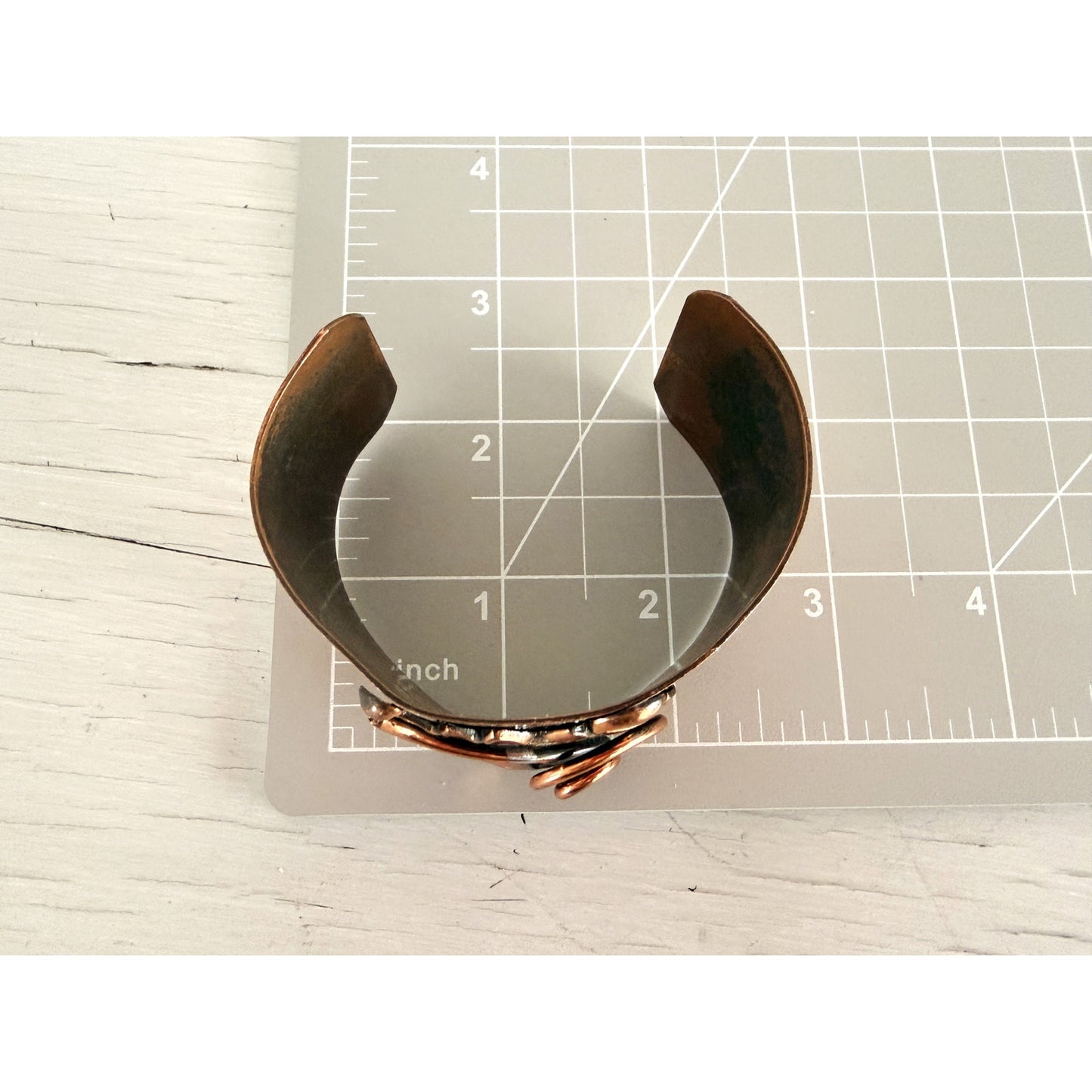 Vintage Copper Repoussé Modernist Leaf Wide Cuff Bracelet
