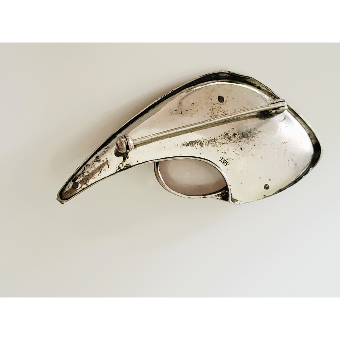 Vintage Sterling Silver Rose Quartz Brooch