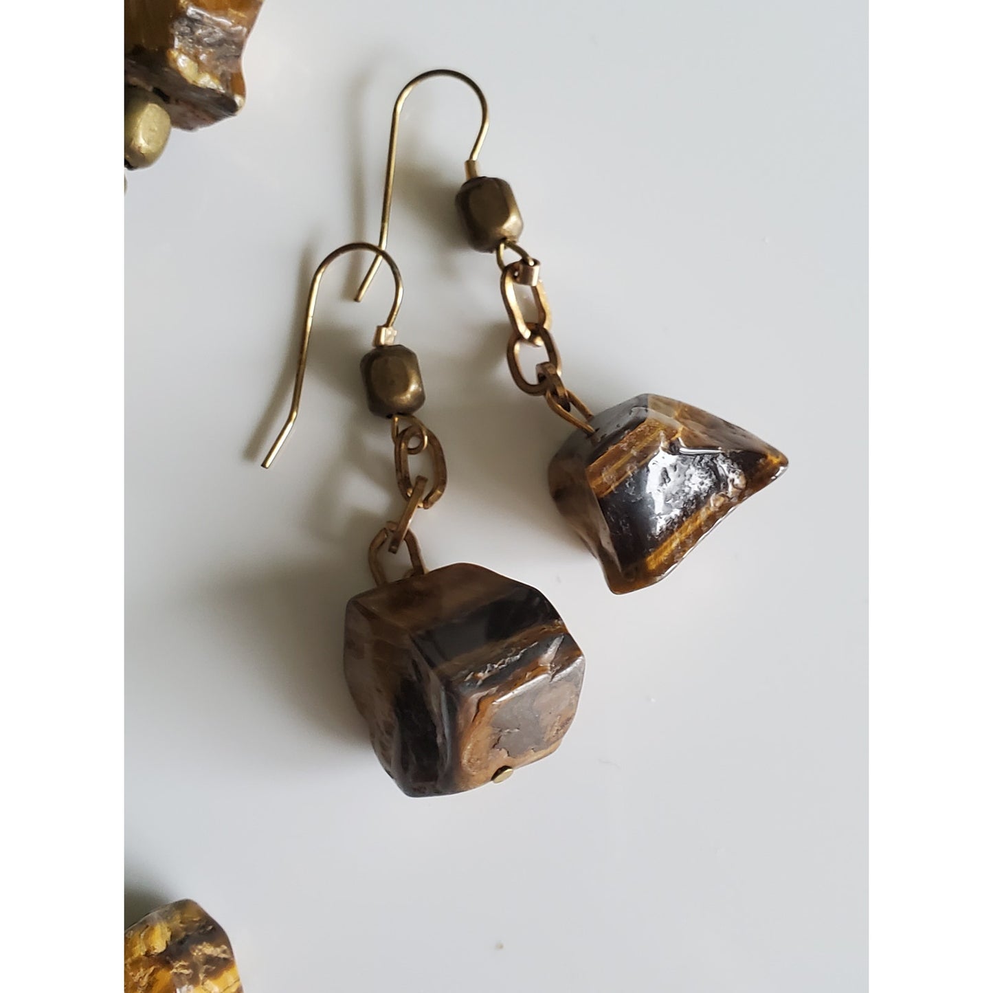Beaded Tiger Eye Necklace and Earring Jewelry Set
