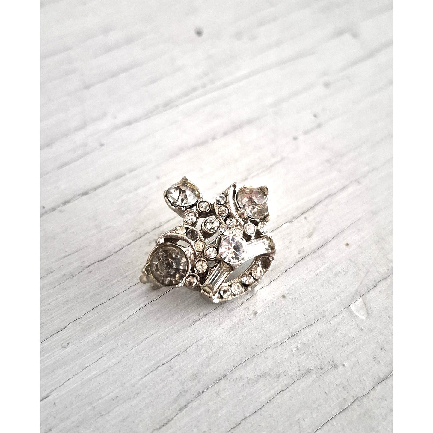 Vintage Mini Silver Tone Rhinestone Pin Brooch