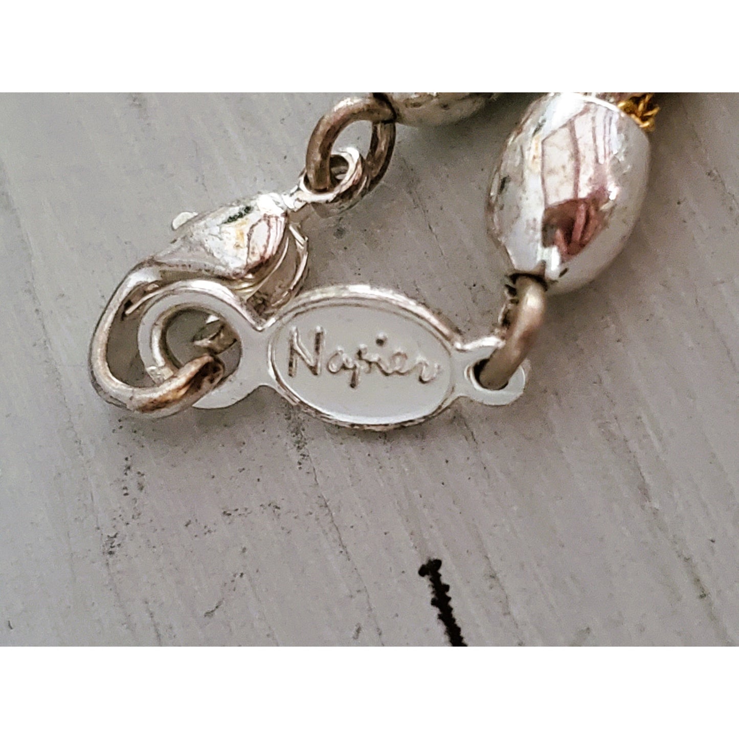 Vintage Silver and Goldtone Napier Rope Necklace and Earring Set