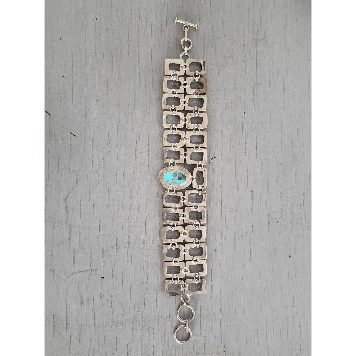 Vintage Chunky Heavy Silver-plated Crystal and AB Bracelet