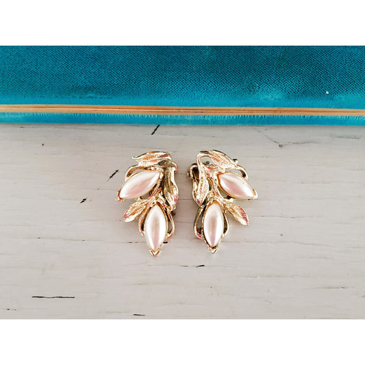 Vintage Faux Pearl and Silver Tone Clip On Earrings