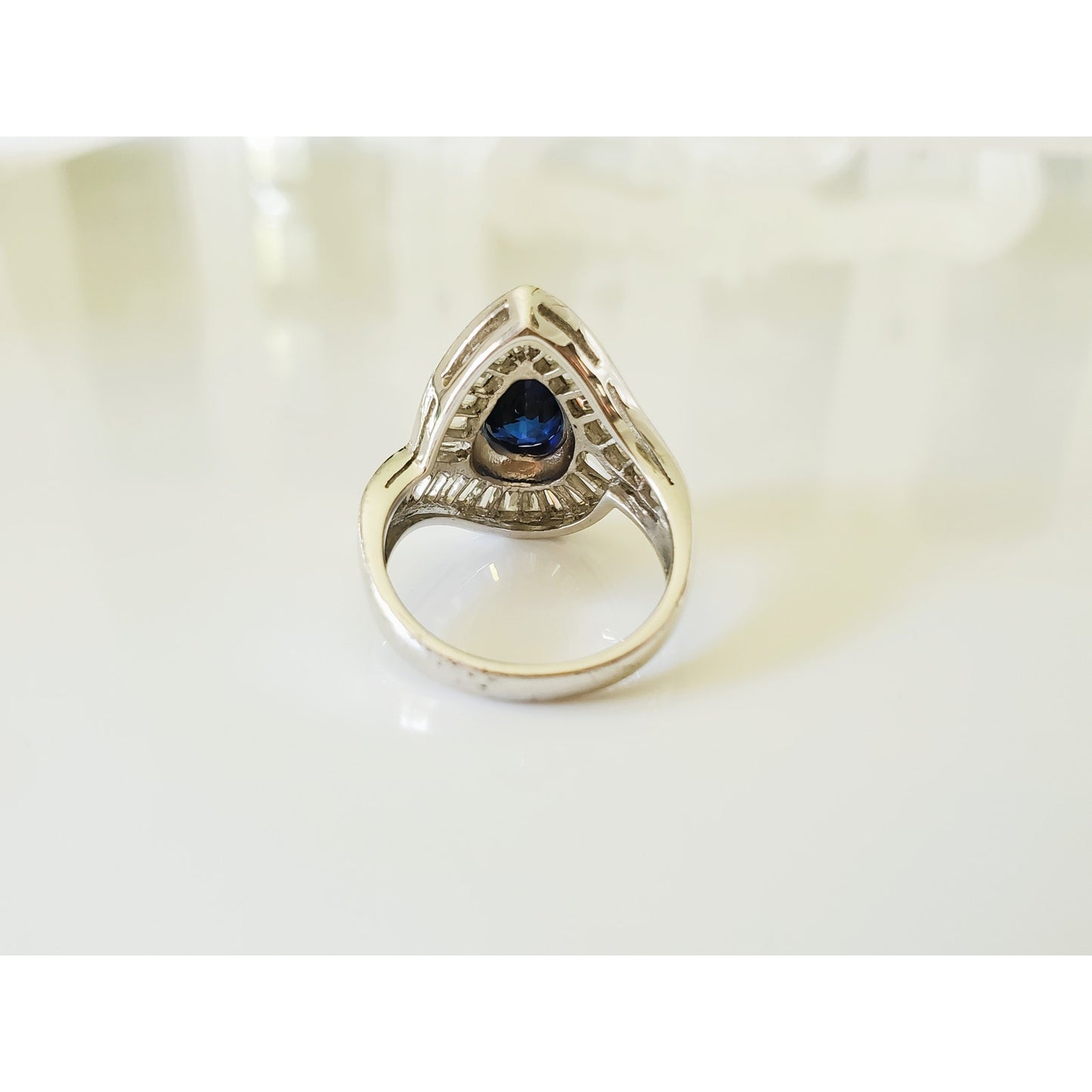 Vintage Sapphire and CZ Sterling Silver Ring