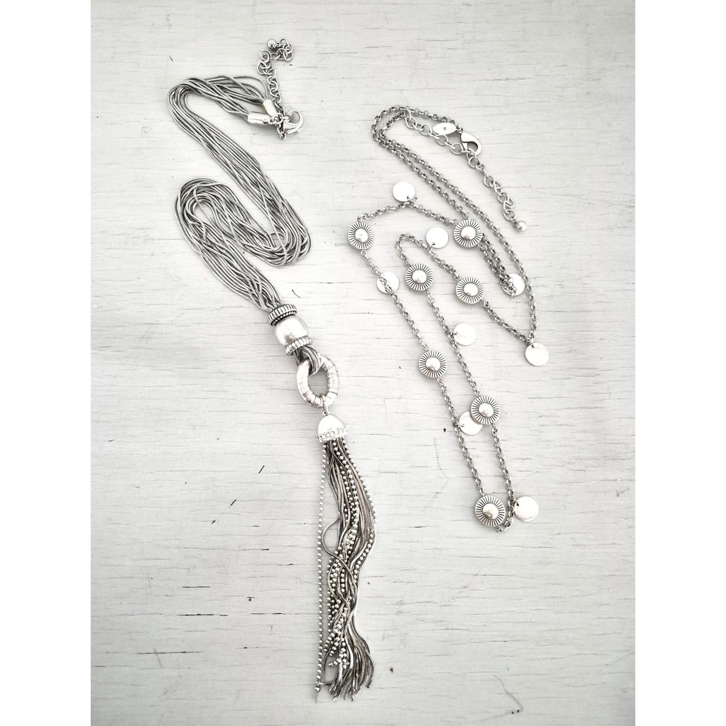 Vintage Lot of 2 Silver-tone Chico Necklaces