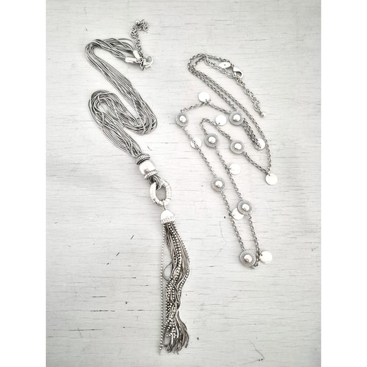 Vintage Lot of 2 Silver-tone Chico Necklaces