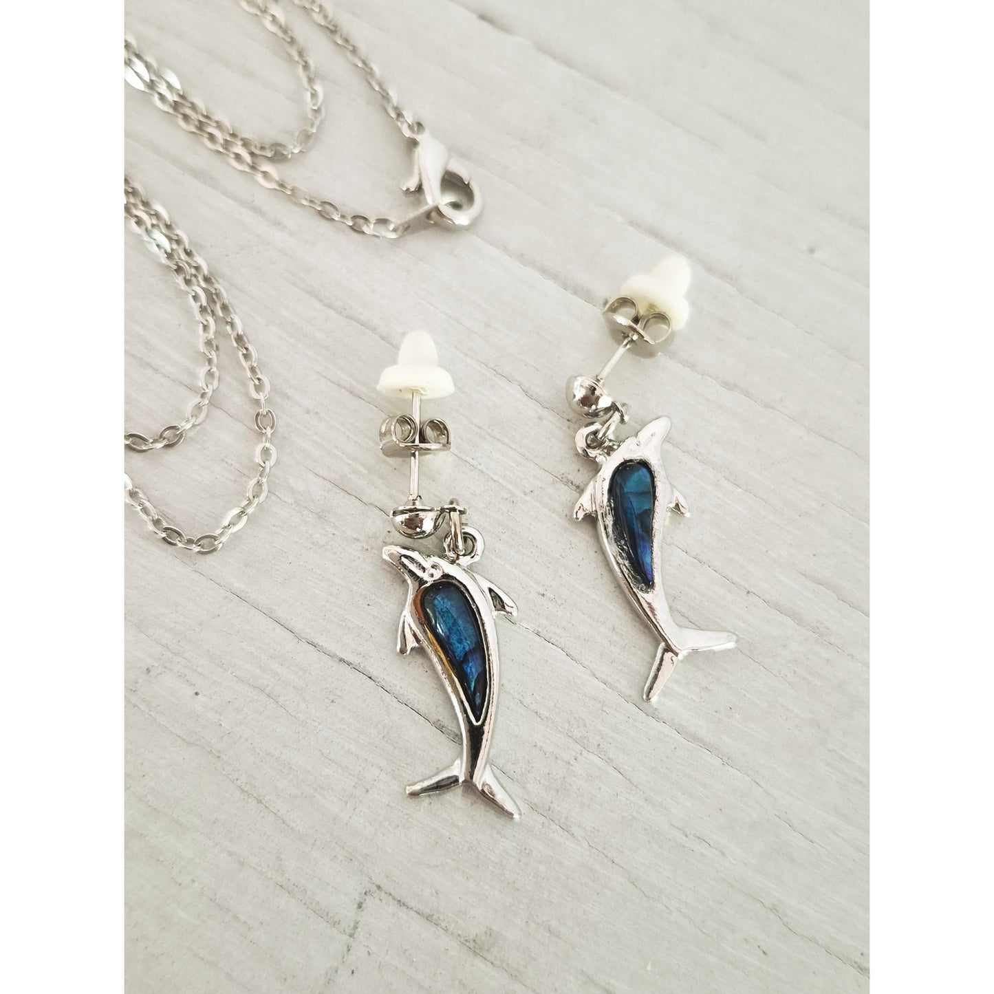 Vintage Dolphin Necklace and Earring Set