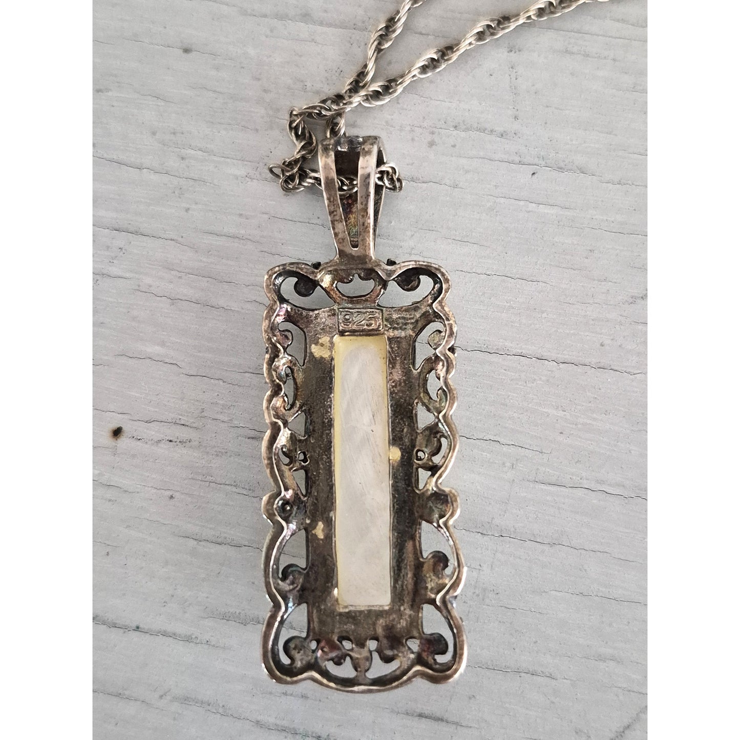 Vintage Sterling Silver Mother of Pearl Necklace