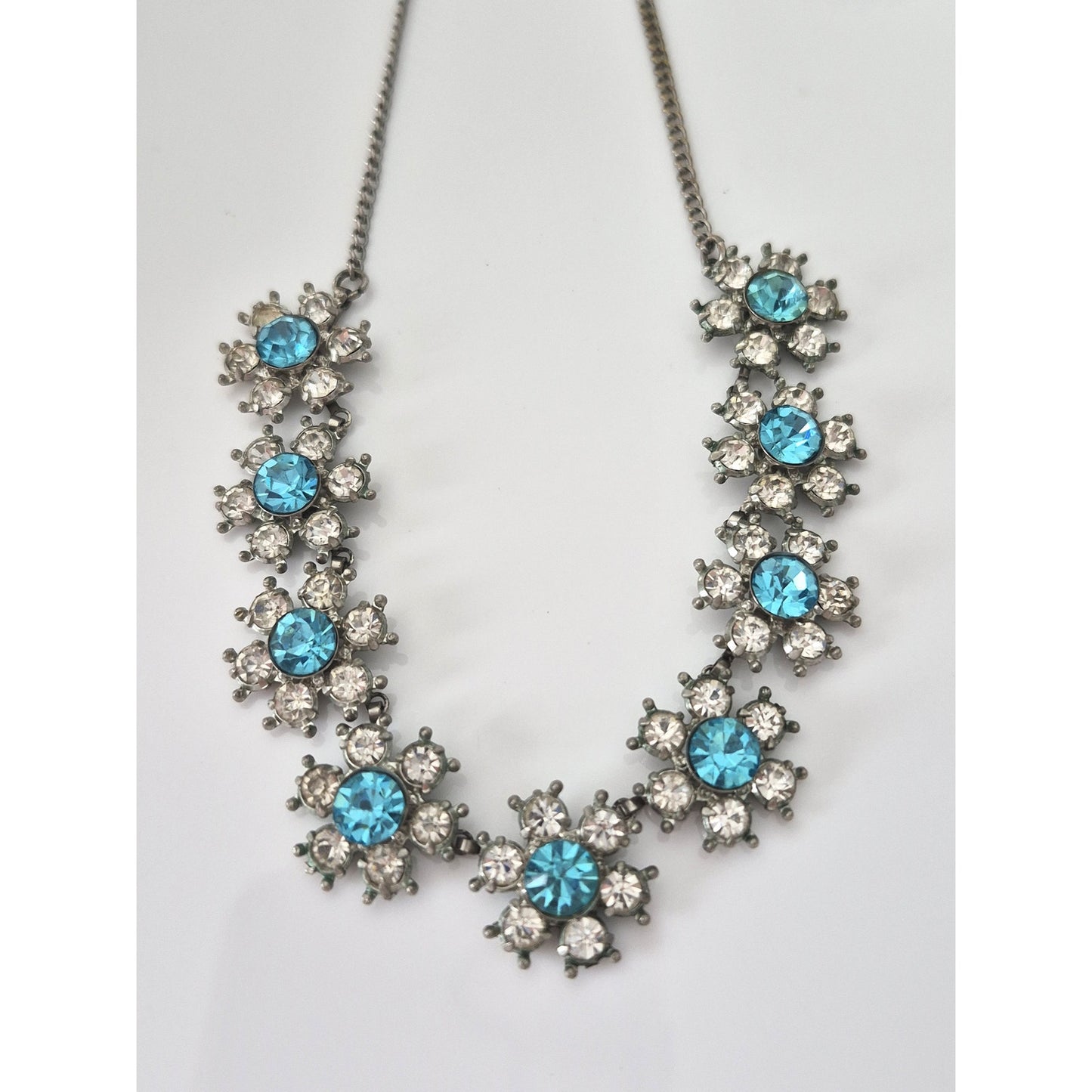 Vintage Blue and Clear Rhinestone Jewelry Set