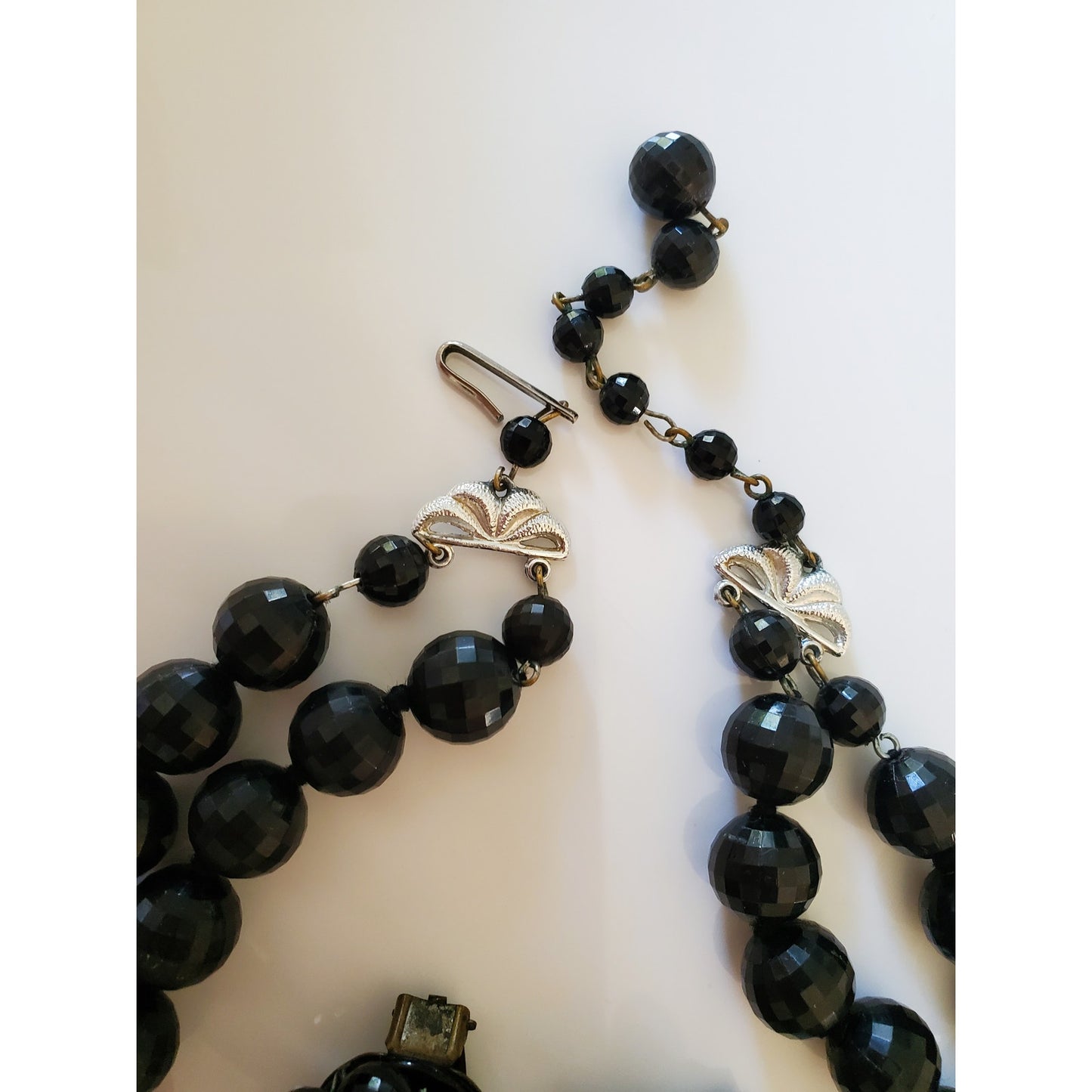 Vintage Black Choker Necklace and Clip On Earring Set