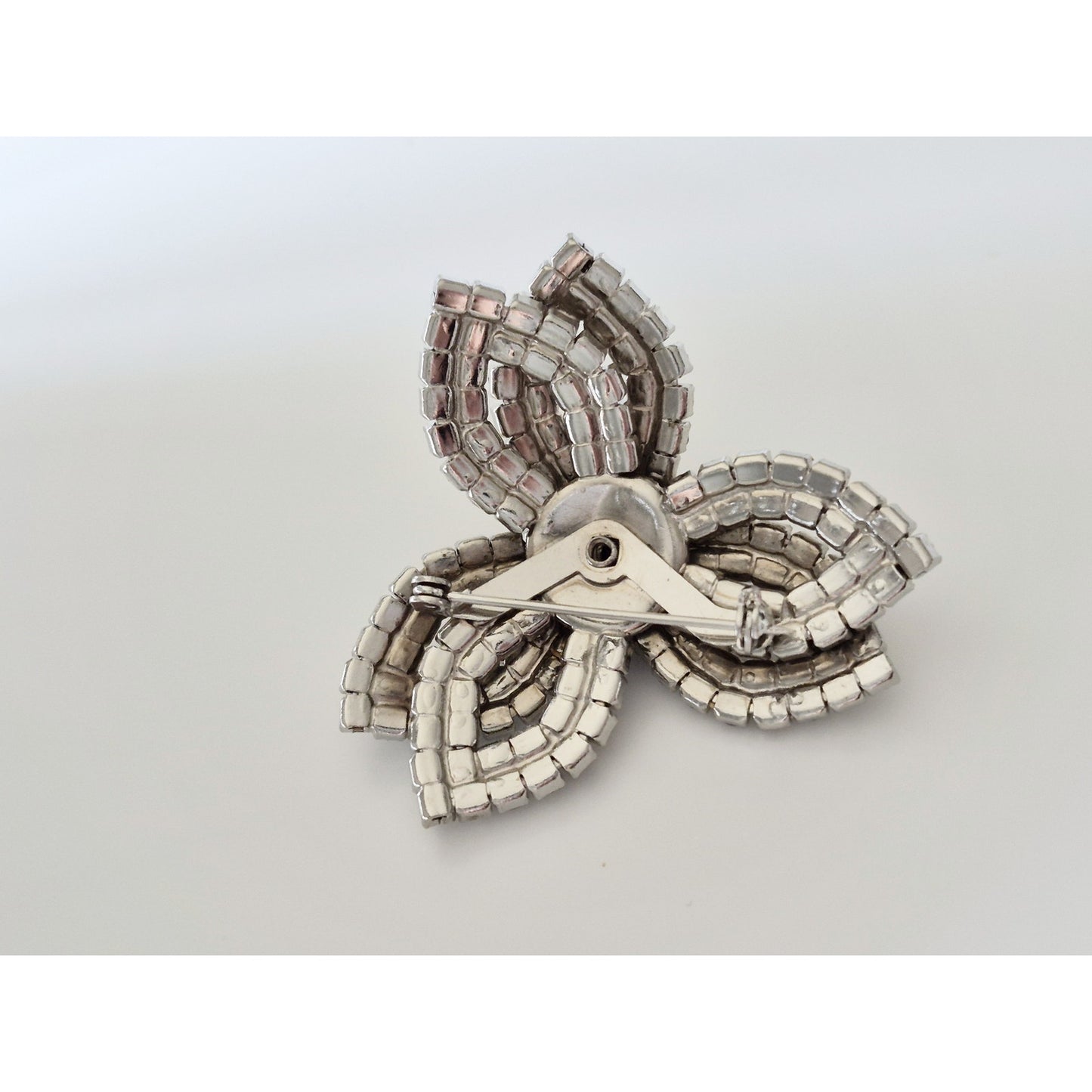 Vintage Dome Clear and Black Rhinestone Brooch
