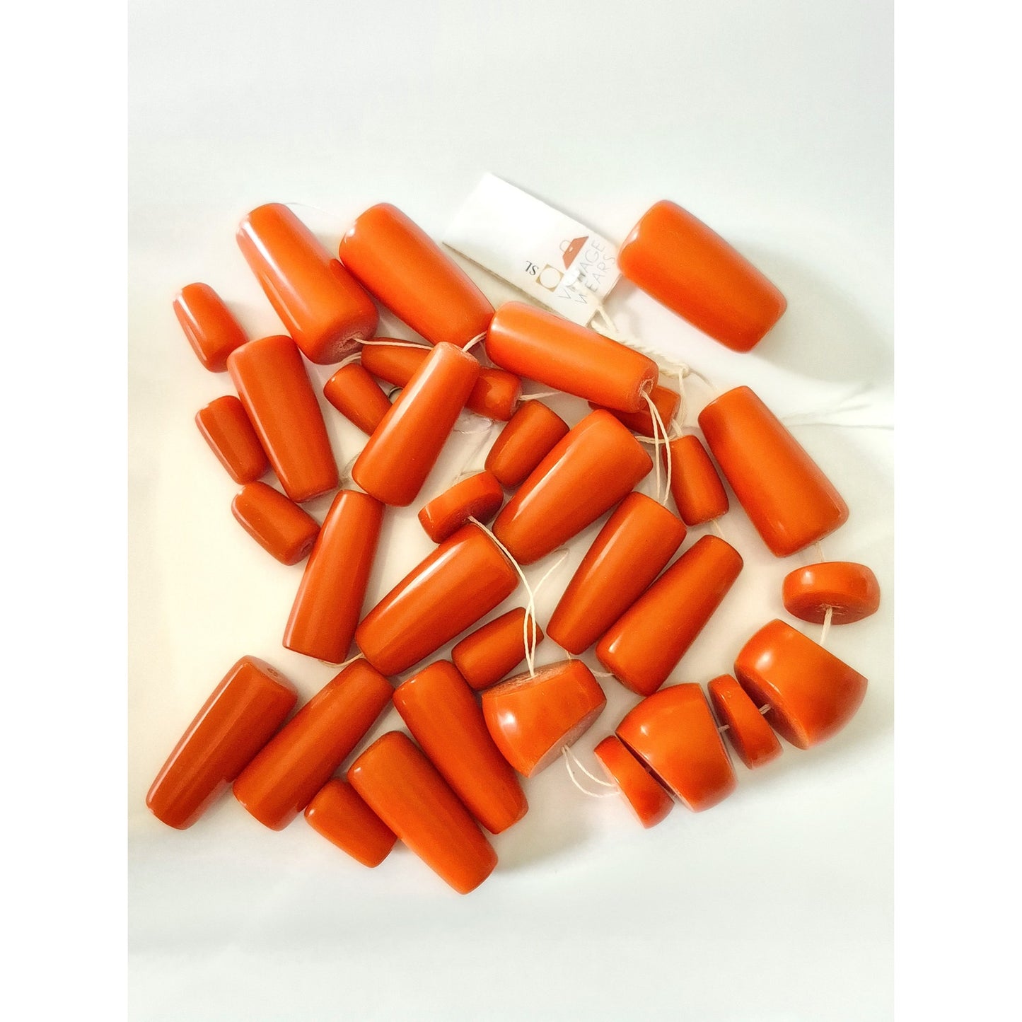 Vintage MCM Orange Lucite Beads