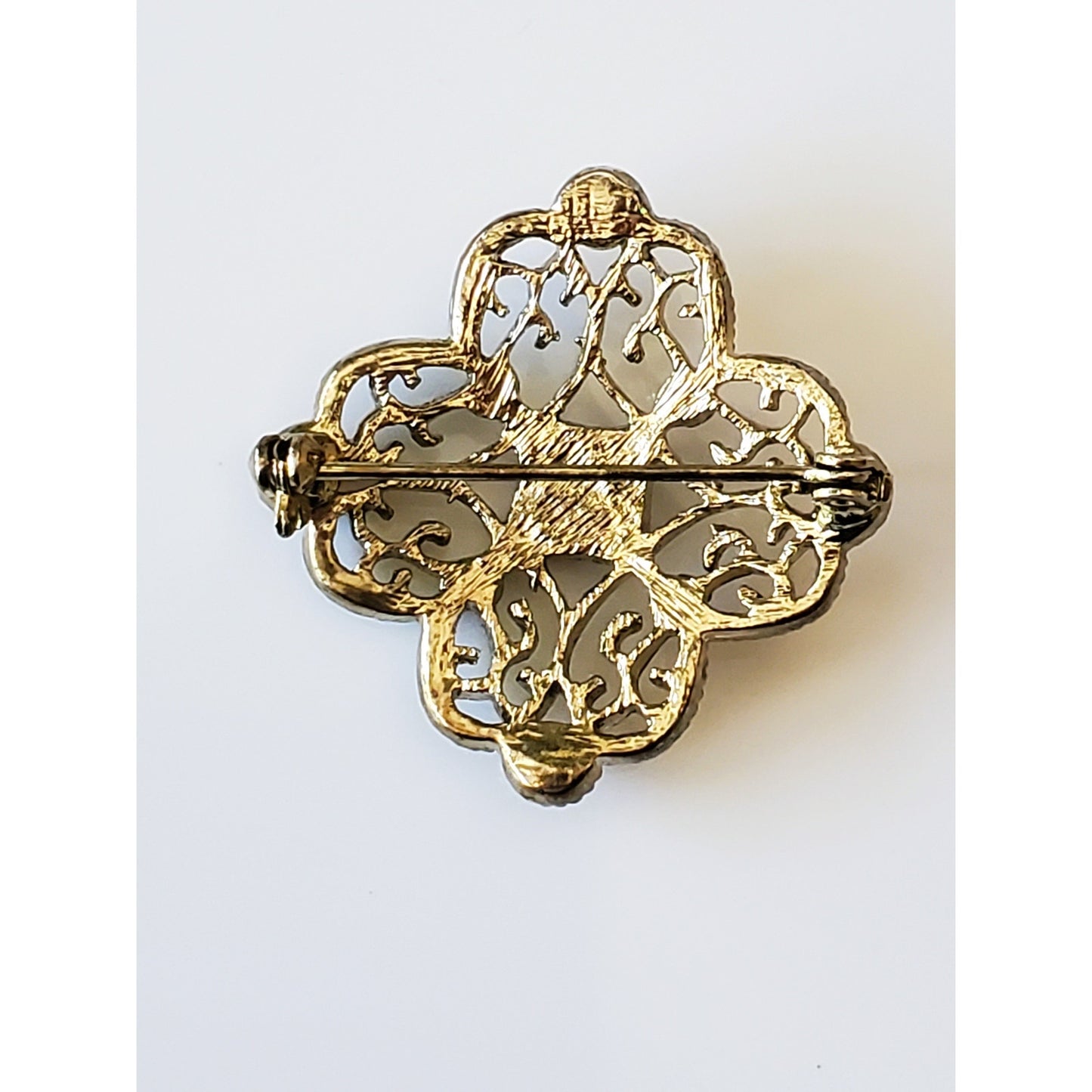 Vintage Orange Rhinestone Brooch