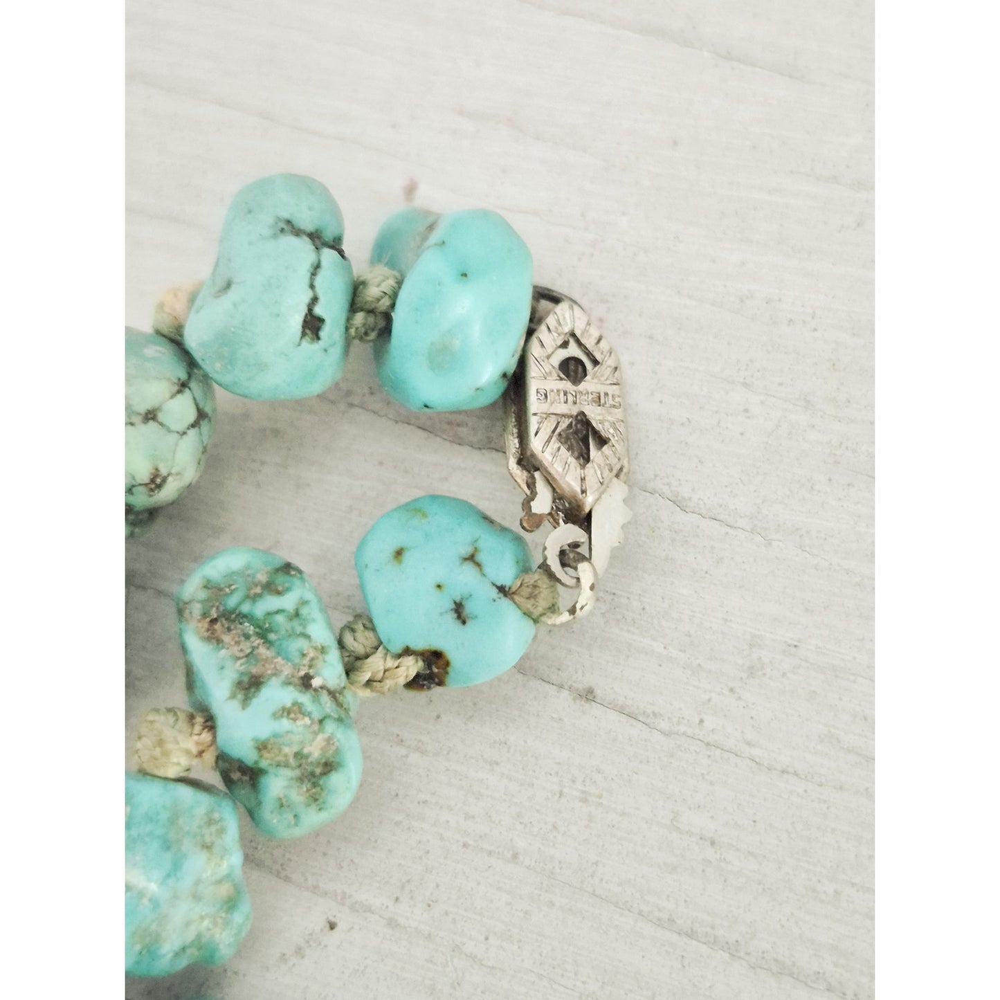Vintage Sterling Silver Turquoise Nugget Necklace