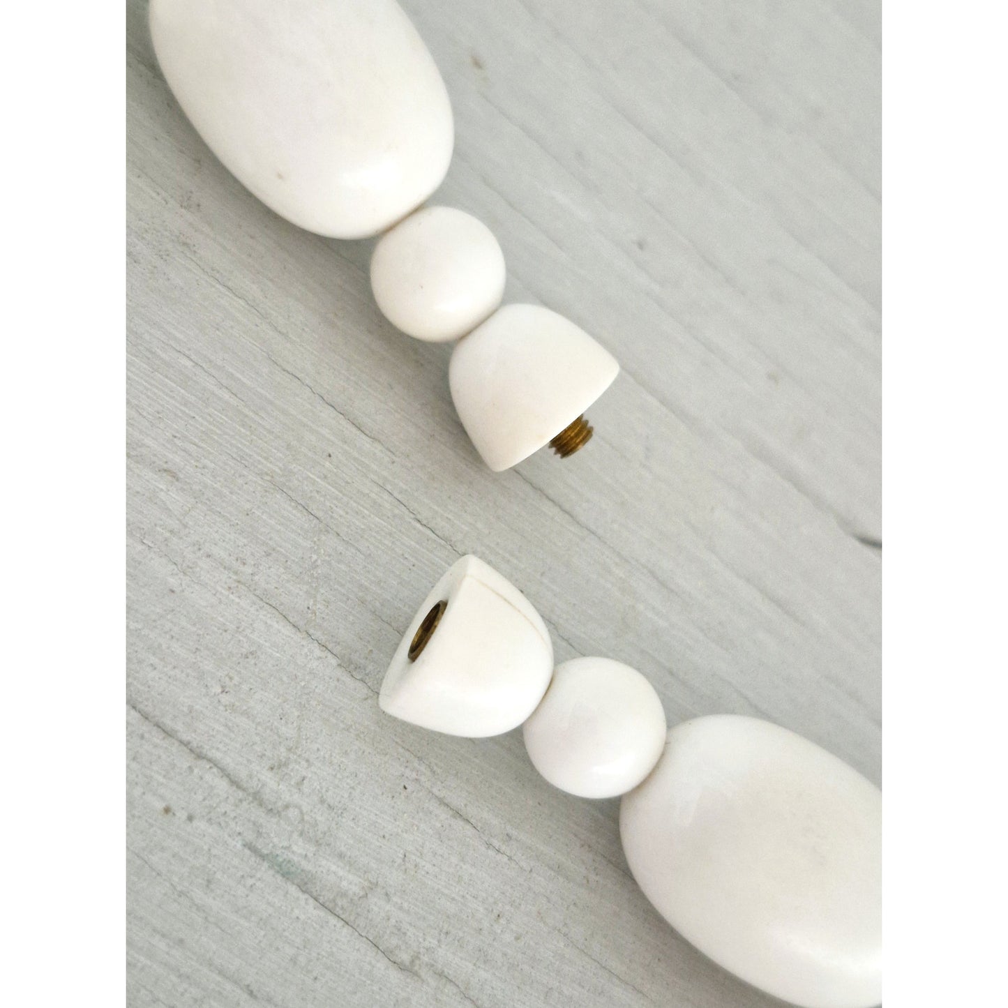 Vintage White and Gold Tone Beaded Necklace and Earring Set