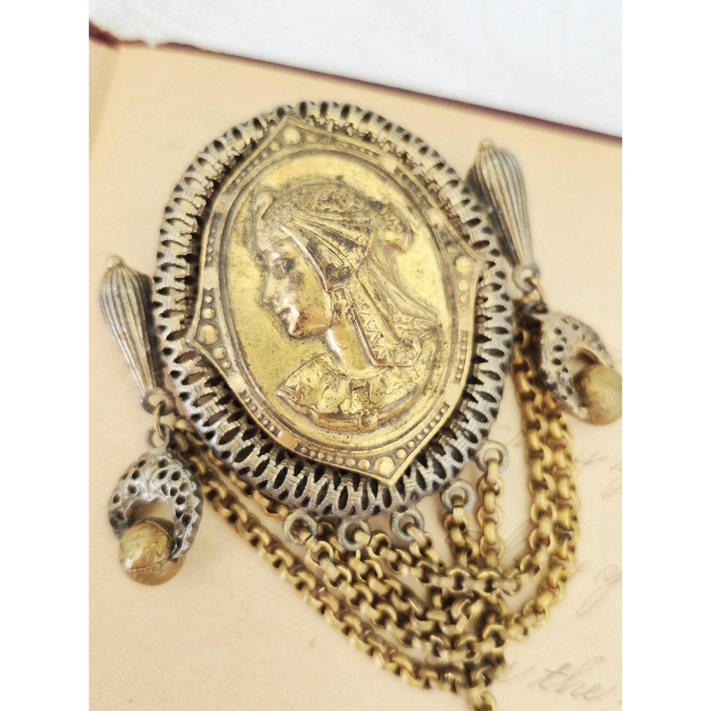 Vintage Gold-tone Chatelaine Brooch