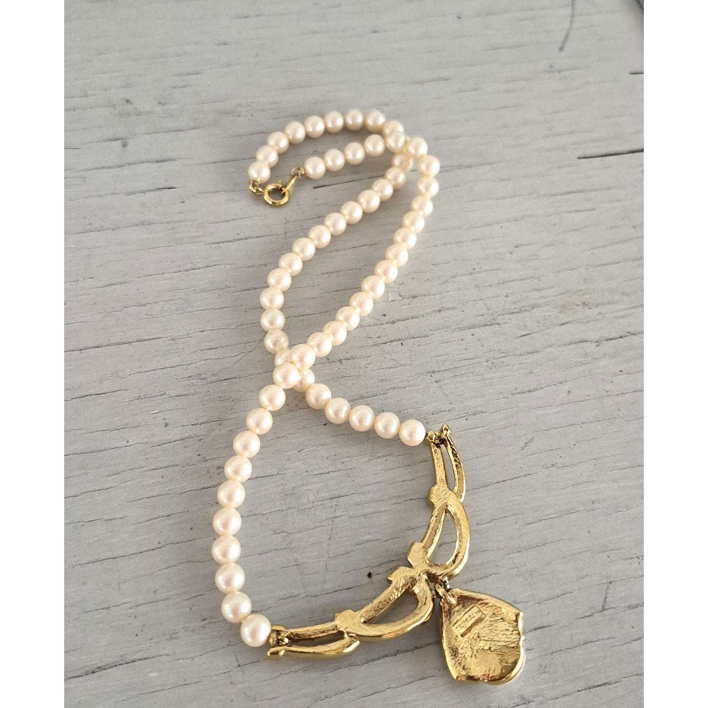 Vintage Trifari Faux Pearl Choker Necklace