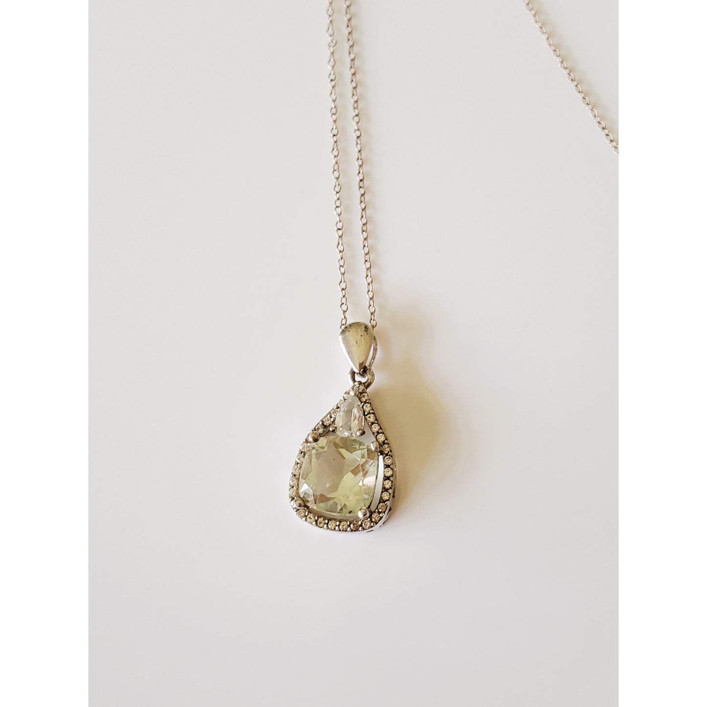 Vintage Sterling Silver Prasiolite Necklace