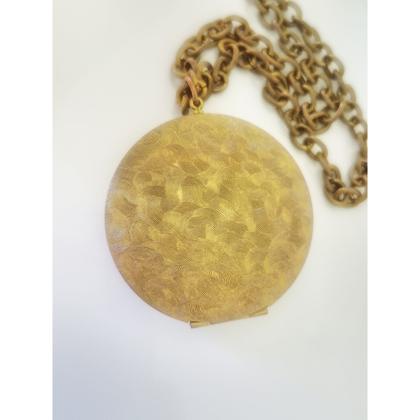 Vintage Large Round Ornate Locket Chain Necklace
