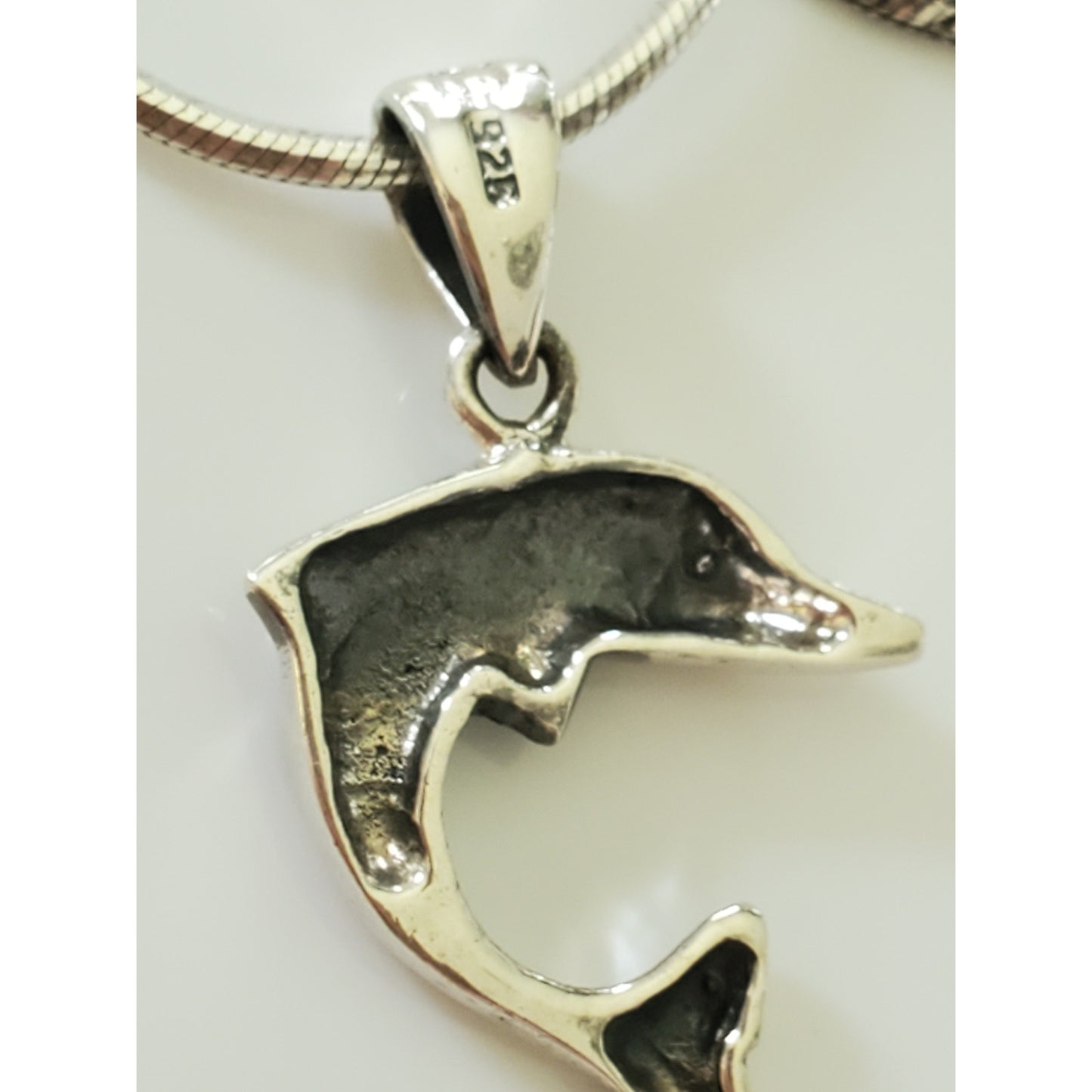 Vintage Dolphin Sterling Silver Necklace