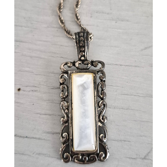 Vintage Sterling Silver Mother of Pearl Necklace