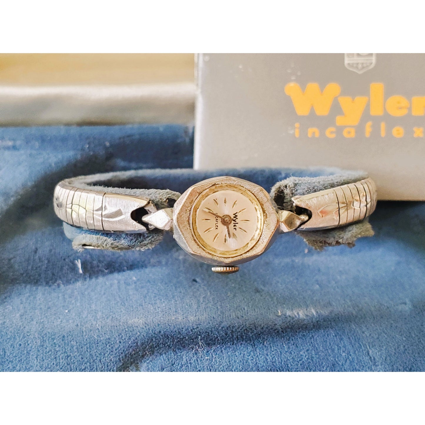 Vintage Silver Engraved Wyler Watch in Original Case